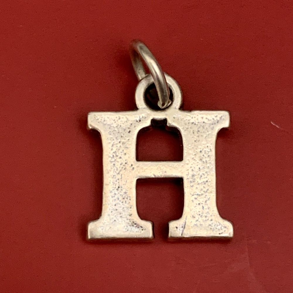 .925 Letter H Sterling Silver Jewelry Charm #alphabet #H  #block H